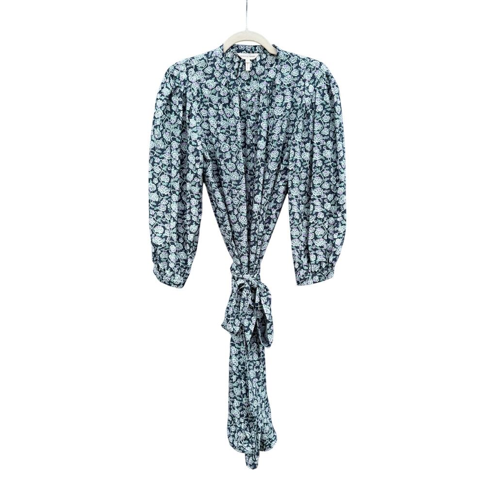 REBECCA TAYLOR Silk Floral Long Sleeve Shirt Dress 6